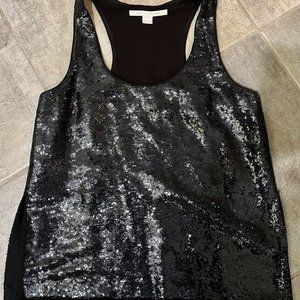 Black Sequins Tank Top with Racer Back
